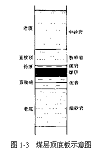 文本框:  
圖1-3  煤層頂?shù)装迨疽鈭D
