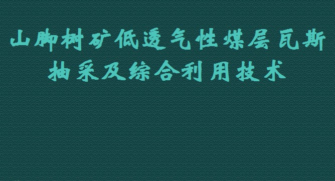 山腳樹(shù)礦低透氣性煤層瓦斯抽采及綜合利用技術(shù)